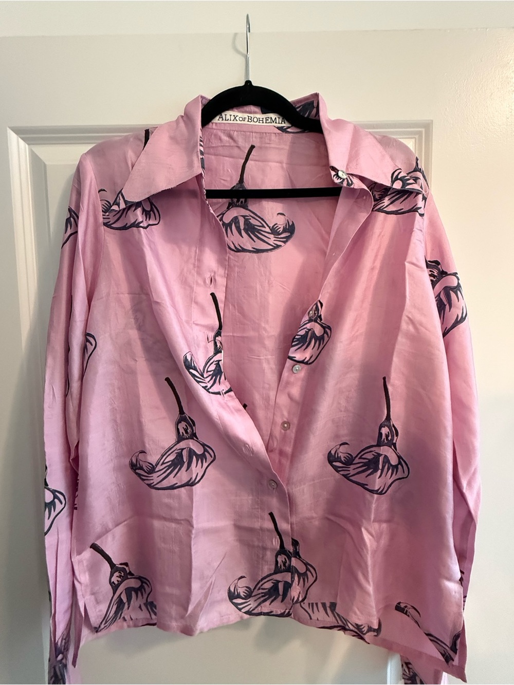 Alix Of Bohemia Dolly Pink Calla Lily Silk Shirt
